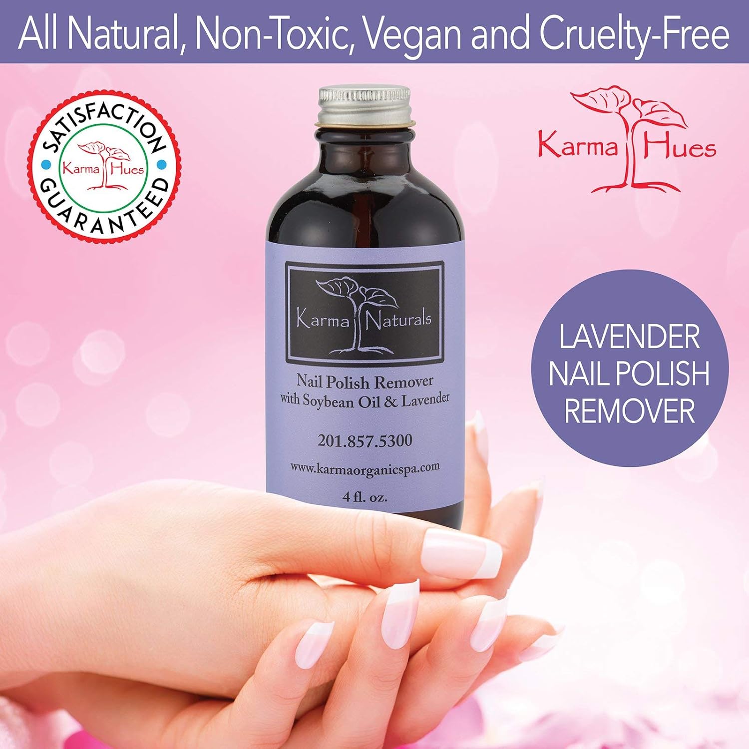 Karma Organic Beauty Natural Soybean Lavender Nail Polish Remover - Non Toxic, Vegan, Cruelty Free, Acetone free – Nails Strengthener for Fingernails – 4 fl. Oz. : Beauty Products : Beauty