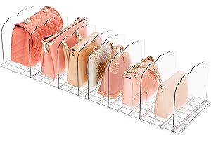 OARIIPS Acrylic Purse Organizer for Closet, Clear Bags Organizer,Acrylic Shelf Organizer for Closet Organization Adjustable Shelf Divider Organizer for Closet,Bag Organizer Closet in the Bedroom and Office