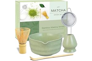 COLLABELL Matcha Whisk Set, Premium Ceramic Bowl with Spout, Bamboo Whisk, Chasen Holder, Sifter, Scoop, Complete Tea Making Kit for Matcha Lovers, Beginner Starter Set for Lump-Free Matcha Green Tea Gift