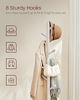 VASAGLE Solid Wood Coat Rack 8 Hooks Cappuccino Beige RCR010K01 view 3