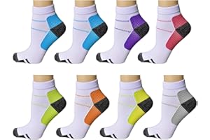 8 Pairs Compression Socks for Women and Men, Plantar Fasciitis Arch Support Low Cut Running Gym Compression Foot Socks