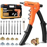 Kerry 9.5" Rivet Nut Tool Kit, One-Handed, with 8 Mandrels &amp; 80 Nuts | Includes 8 Metric &amp; SAE Mandrels: 6-32, 8-32, 10-24, 1/4-20, M3, M4, M5, M6, Carrying Case, Ideal for Auto &amp; Workshop Repairs