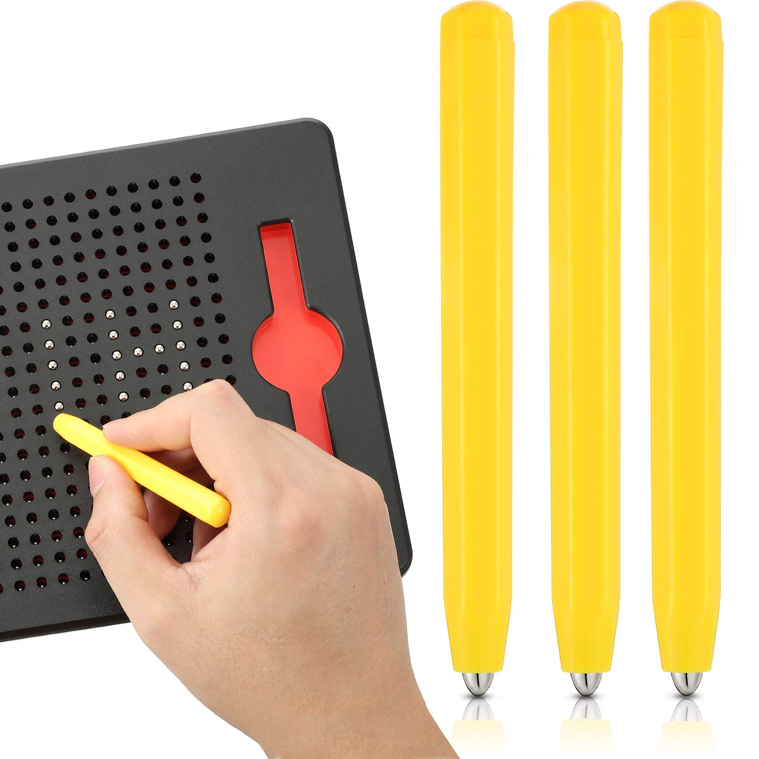 Outus 3 Pieces Stylus Magnetic Drawing Pen Magnet Pens for Magnetic Drawing Board Magnapad A to Z and Numbers 0 to 9, Yellow