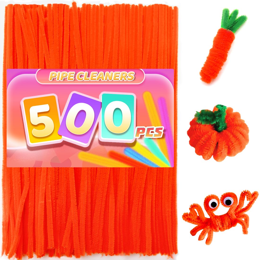 Praisebank Orange Pipe Cleaners - 500pcs for Crafts