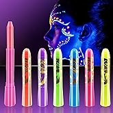 Face Paint Crayons Glow In The Dark Body Painting Kit Under UV and Black Light Makeup Non-Toxic for Halloween Masquerades Eas