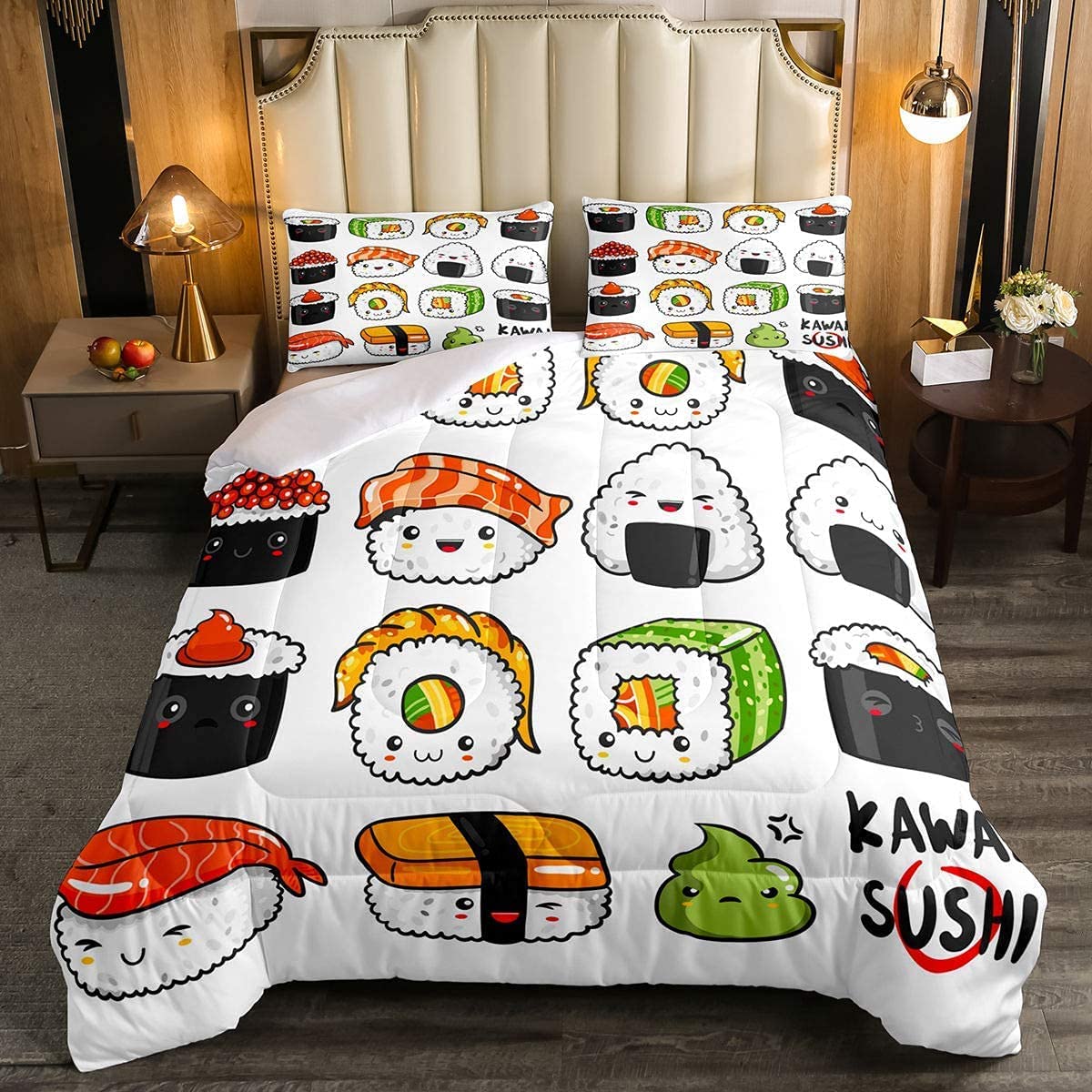 Erosebridal Kawaii Sushi Pattern Comforter Set