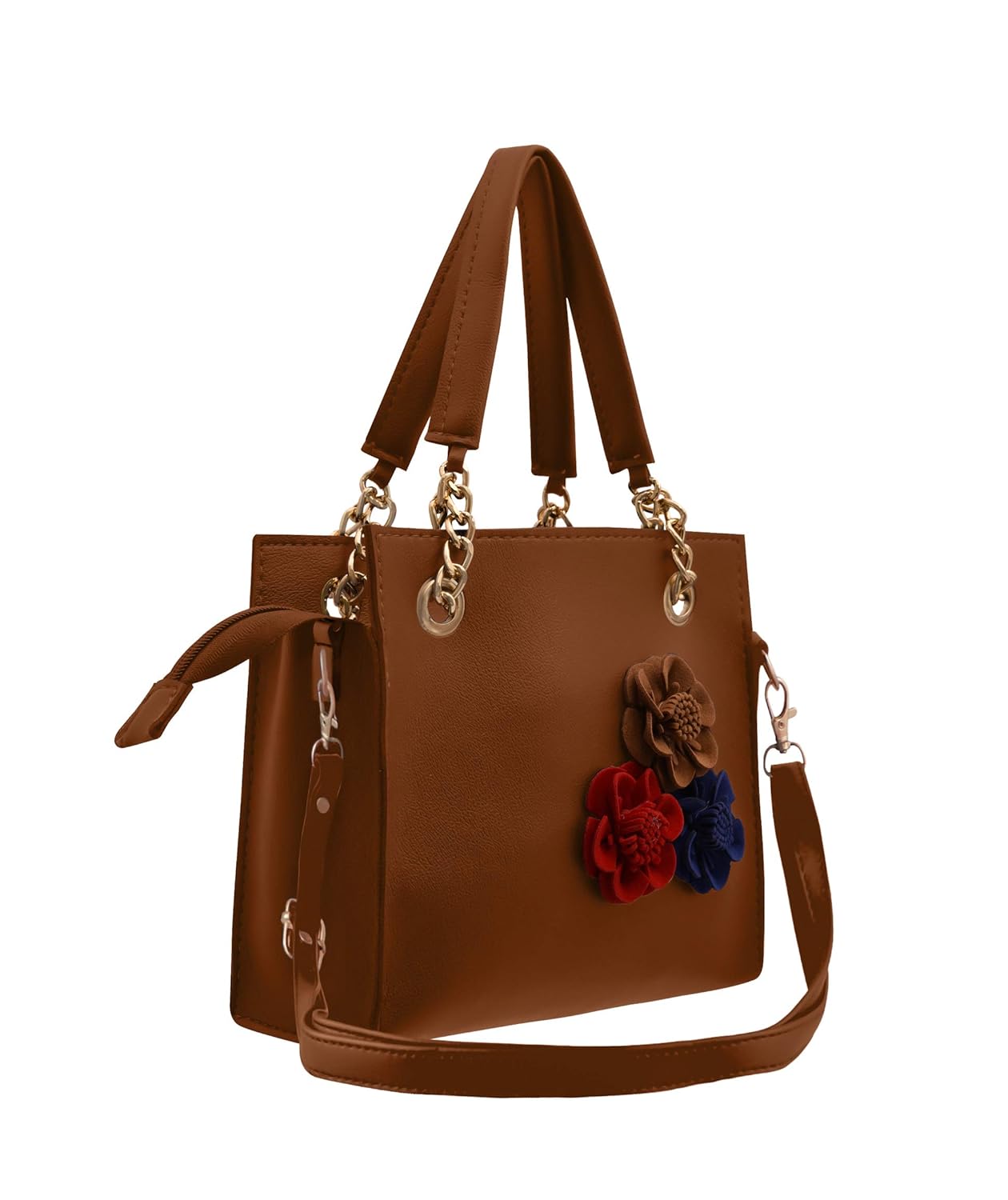 tap fashion fancy stylish pu synthetic women's handbag with 3d rose flower for ladies and girls