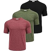 PINSPARK Men's 3 Pack Workout Shirts - Quick Dry Gym Athletic Shirts Moisture Wicking Short Sleeve T Shirts