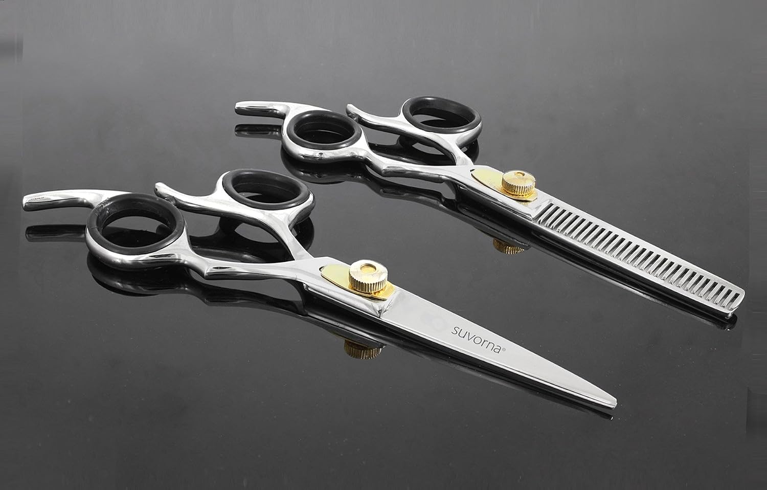 Suvorna 6" Professional Hairdressing Scissors Set including Thinning Scissors - Right Hand, 2 Pcs for Hair Cutting and Barber Use - Image 3