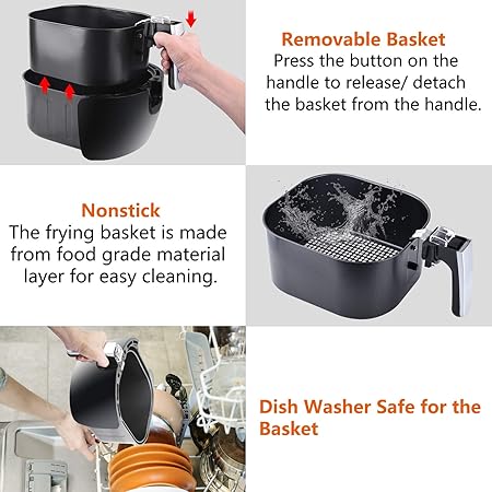 Amazon.com: AUKUYEE Air Fryer Oil Less Cooker with Touch Screen Control, Dishwasher Safe, Recipes, 5.6QT/1800W for Fast, Healthy Cooking(Black) XL: Kitchen ...