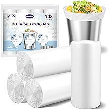 Small Trash Bags 4 Gallon - 108 Count Leakage-Proof 4 Gallon Trash Bag, Small Garbage Bags for Office Bedroom Bathroom Mini T