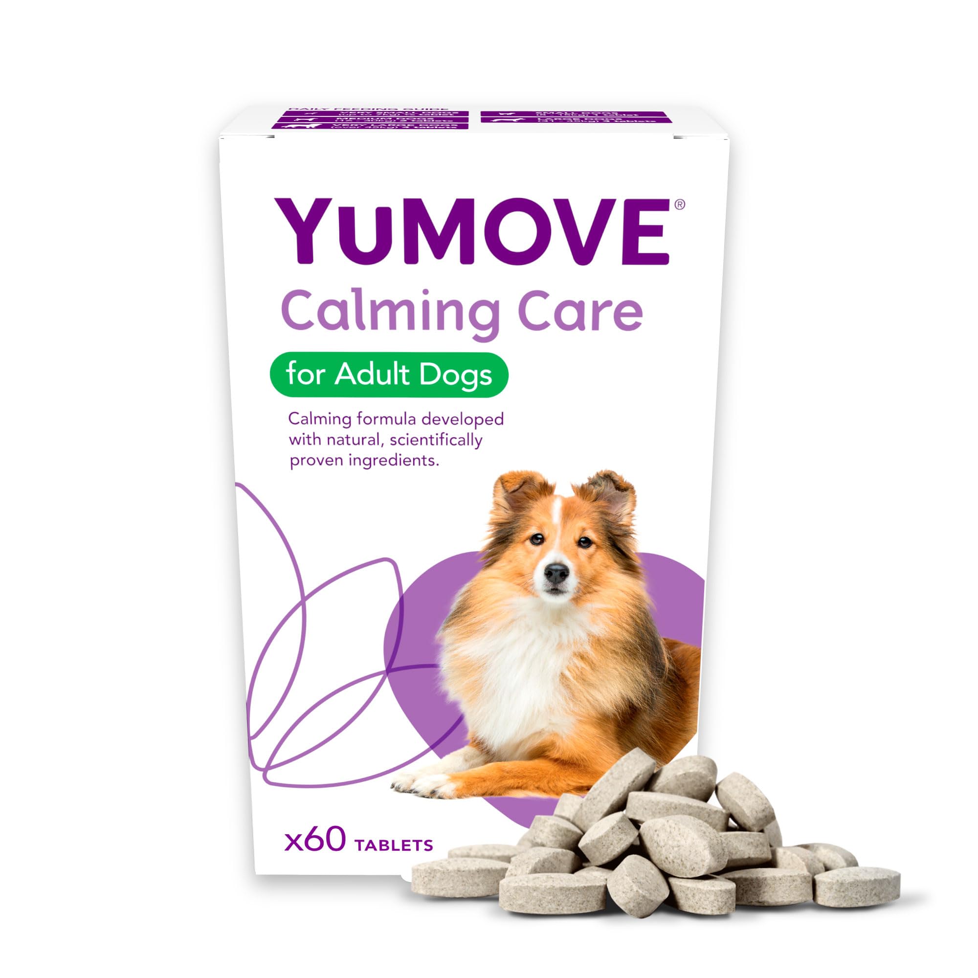 YuMOVE Calming Care Tasty Treats Dog Supplements, Anxiety Relief Calming Tablets for Dogs who are Stressed or Nervous, Adult Dogs, 60 Tablets