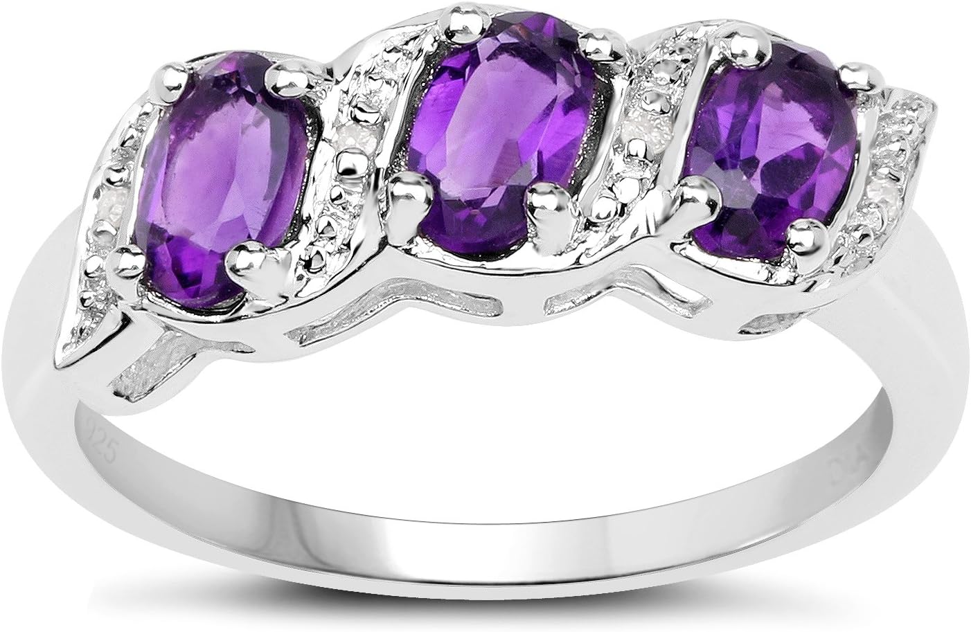 The Diamond & Wedding Ring Bargain CentreThe Diamond Ring Collection: Sterling Silver Genuine Amethyst & Diamond Eternity Engagement Ring, Size J,K,L,M,N,O,P,Q,R,S,T,U,V,W,X