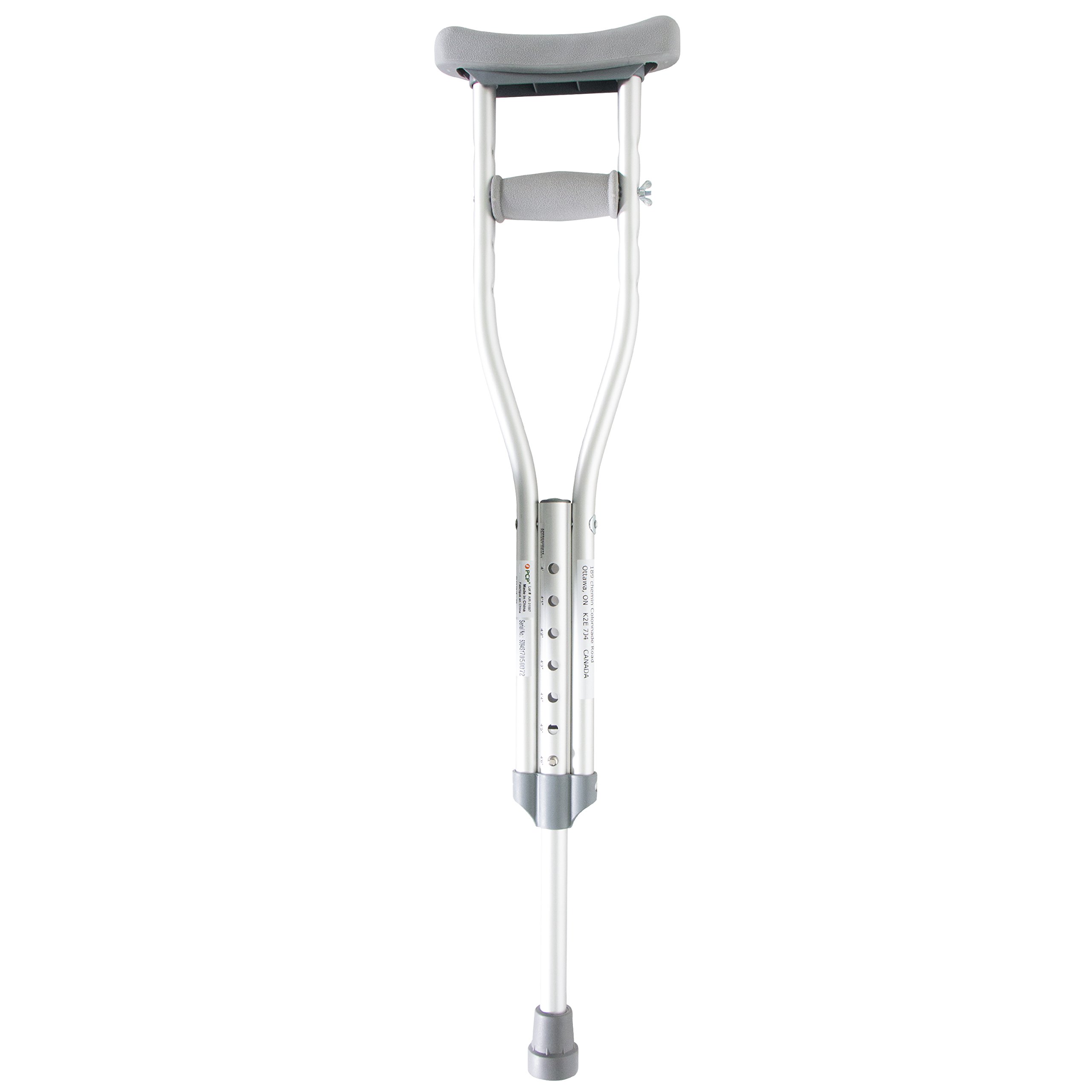 PCP Aluminum Crutches, Push Button Adjustable Height, Lightweight, 1 Pair, Kids Child Size (4'0