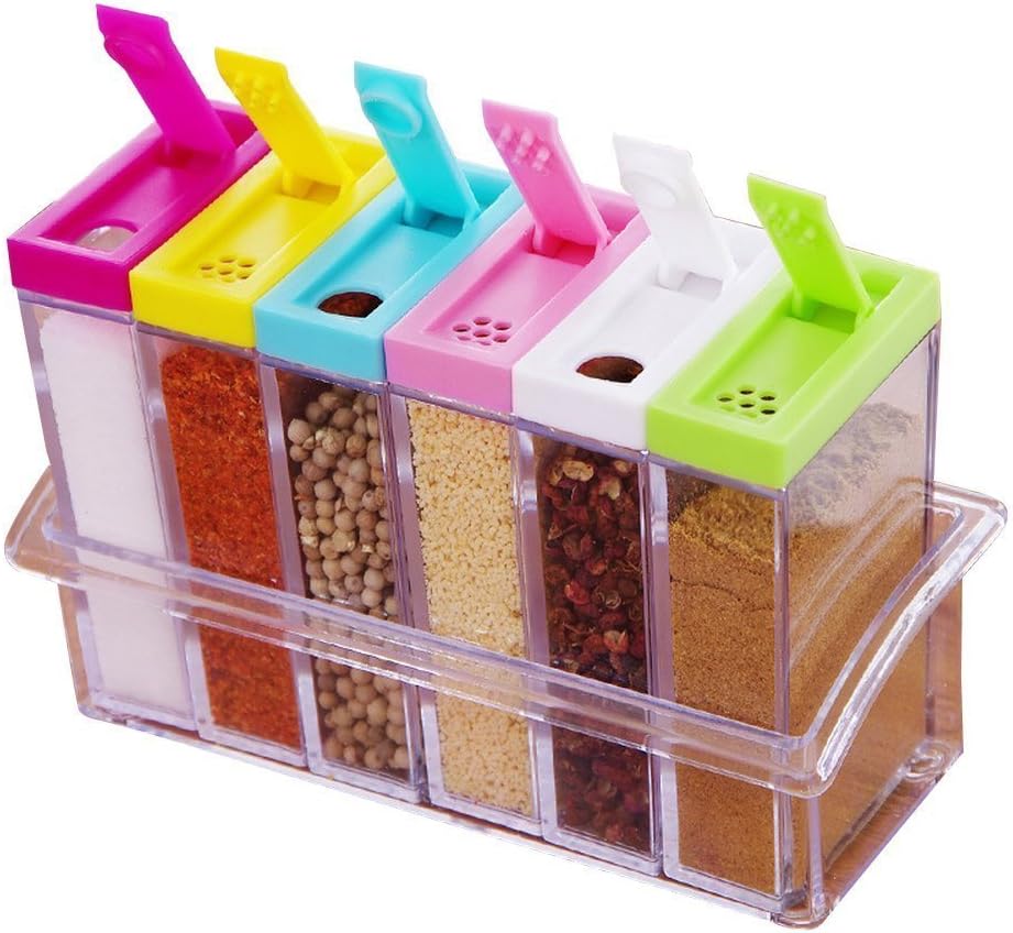Kitchen large spice jars, spice bottle box, set of 6 storage jars, spice storage