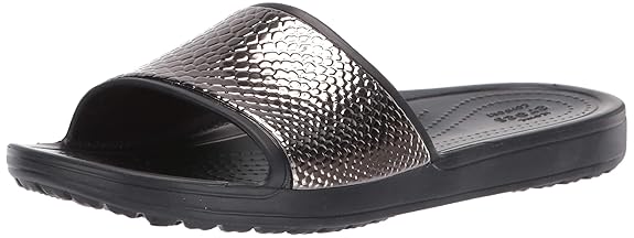 crocs Damen Sloane Metaltext Slide W Dusch- & Badeschuhe