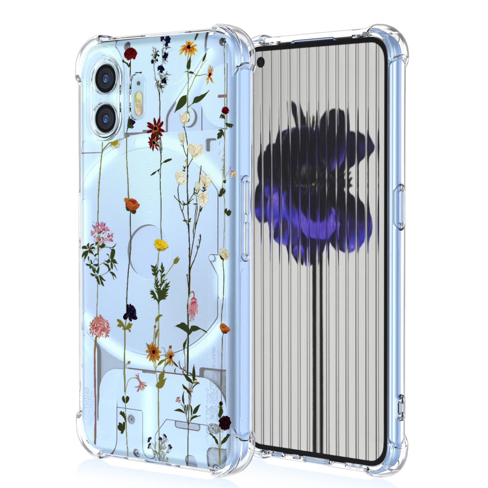XINYEXIN Clear Case for Nothing Phone 2 Flowers Floral Pattern Design Slim Shockproof Transparent Soft TPU Bumper Case Protective Cover - Gardening — image 1