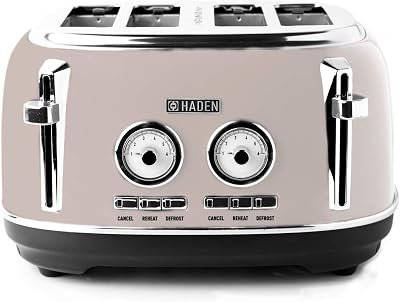 Haden Jersey Putty 4 Slice Toaster Dual Control Browning Stainless Steel