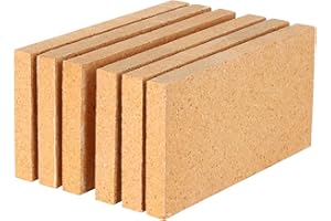 CongGongGo High Temp Firebricks 3000°F Insulating - 9"x4.5"x0.8"Fireclay Refractory Bricks for Pizza Oven, Wood Stove, Forge Durable Heat Fireplace, Steel Kiln (6 Pack, 9"x4.5"x0.8")