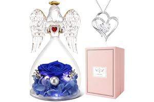 Miofula Angel Roses Mom Birthday Gifts, Grandma Gifts, Handmade Glass Angels Figurines with Preserved Real Rose Wife Mothers Gifts, for Women on Valentines Day Mothers Day Christmas