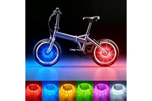 HANZE Rechargeable Bike Wheel Lights – 9 Colors 21 Lighting Modes LED Hub Light, 20H Runtime Motion Activated Bicycle Tire Sa