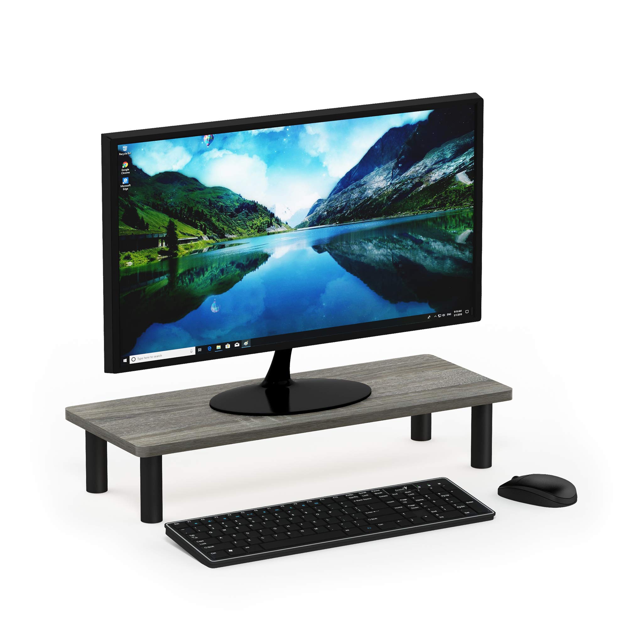 Furinno TURN-N-TUBE Monitor Stand Riser, Monitor Riser, Laptop Stand for Desk, Office Desk Accessories, Desk Organizers and Accessories, French Oak