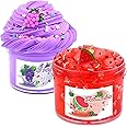 2 Pack Fruit Butter and Clear Slime Kit with New Sticker.Scents Crystal Slime for Party Favors. Super Sof Non-Sticky and Large-Capacity, School Supplies, Halloween for Girls and Boys.
