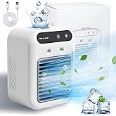 Mini Air Conditioners, 25W Rechargeable Portable AC Unit, Personal Cooling Fan with 2 Speeds & 2 Cool Air Spray, Small Room A