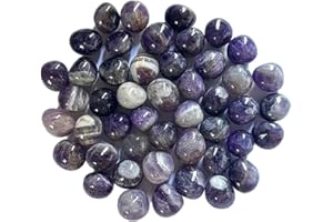 Ainuosen 1LB Natural Polished Tumble Crystals Stones,Decorative Glass Pebbles Marbles for vase Filler,Plant Rocks for pots Indoor,Aquarium Gravel for Fish Tank Decor(Amethyst 0.6-0.8in)