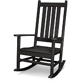 Polywood Vineyard Porch Rocking Chair, HDPE Outdoor Rocker, Patio Furniture, Black, Made in USA