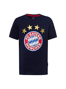 FC Bayern München T-Shirt Logo Navy Kids, Fanshirt mit großem FCB-Emblem