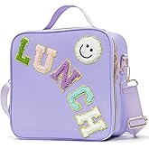 LOKFAR Insulated Lunch Bag Women Lunch Box Kids for Teen Girls Boys, Cute Preppy Lunch Boxes With Adjustable Shoulder Strap, Waterproof Nylon Lunchbox Lunch Bags for School Work Picnic (Purple)