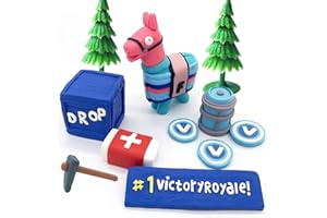 BUSYDO 11Pcs Battle Royale Cake Topper Video Game Handmade Llama Boys Cake Decoration For Birthday Party Game Party Birthday Cake Decor DIY Set