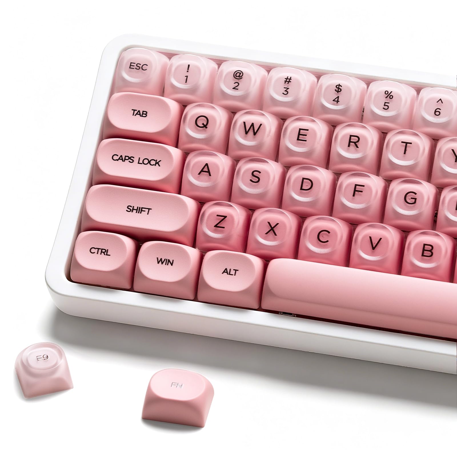 Photo 1 of 132 Keys PBT Keycaps, Jelly Keycaps Cute Custom Creamy Key caps MOA Profile for 61/68/84/87/98/100 Cherry Gateron MX Mechanical Keyboards, Pink