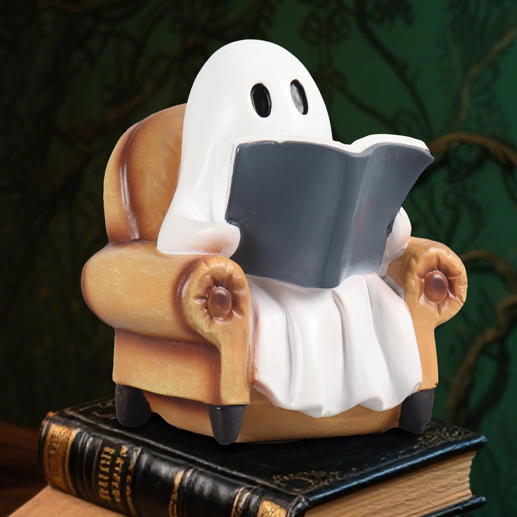 Photo 1 of PAJH Ghost Halloween Decor Halloween Decorations Indoor Ghost Reading Book Figurine Book Lovers Gifts Vintage Table Decorations Boo Basket Stuffers for Women