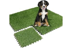 Qingbei Rina Artificial Grass Turf Tiles Interlocking for Patio Balcony,12"x12" Artificial Turf Grass Outdoor Rug for Dogs Po