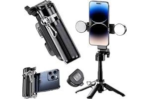 GripPic Mini Selfie Stick Tripod Stand for iPhone ，6-Section Adjustable Height Extension (12-42cm)，10 Meter Remote One Click Control ，Suitable for Travel/Live Streaming/Outdoor Multiple Scenes