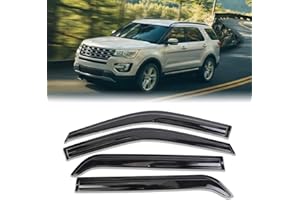 DOLKSN Smoke Black Outside Mount Window Visor Deflectors Rain Guards Compatible with 2011-2019 Ford Explorer 4-Piece Set 94293