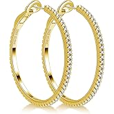 Ladylike Moissanite Hoop Earrings, 1.17-2.19cttw D Color VVS1, 925 Sterling Silver Large Huggie Hoop Earrings for Women, Hypoallergenic Lightweight Wedding Ear Jewelry, 30mm 40mm 50mm