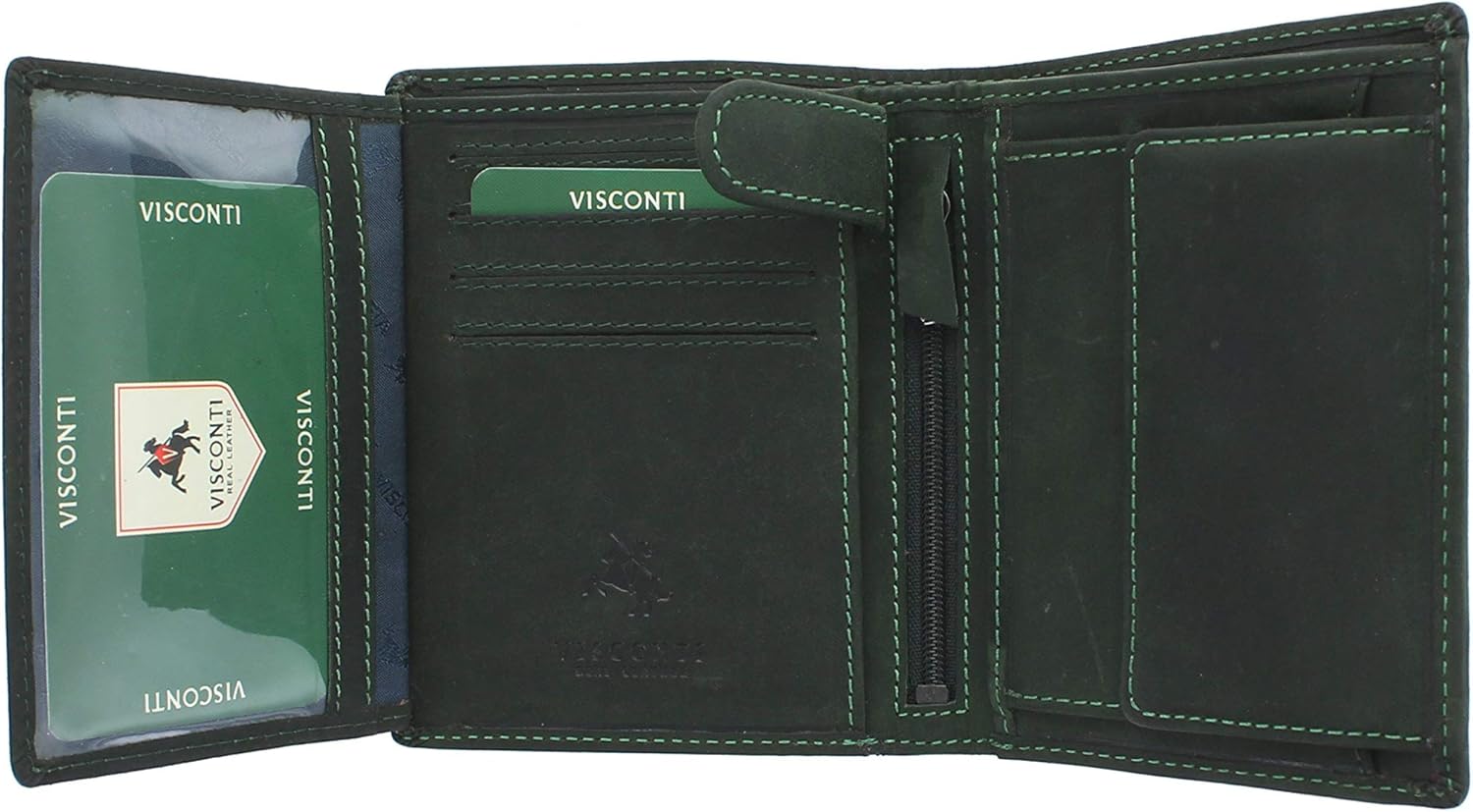 VISCONTI Oiled Leather Rifle Wallet 709 Oil Green RFID - Image 3
