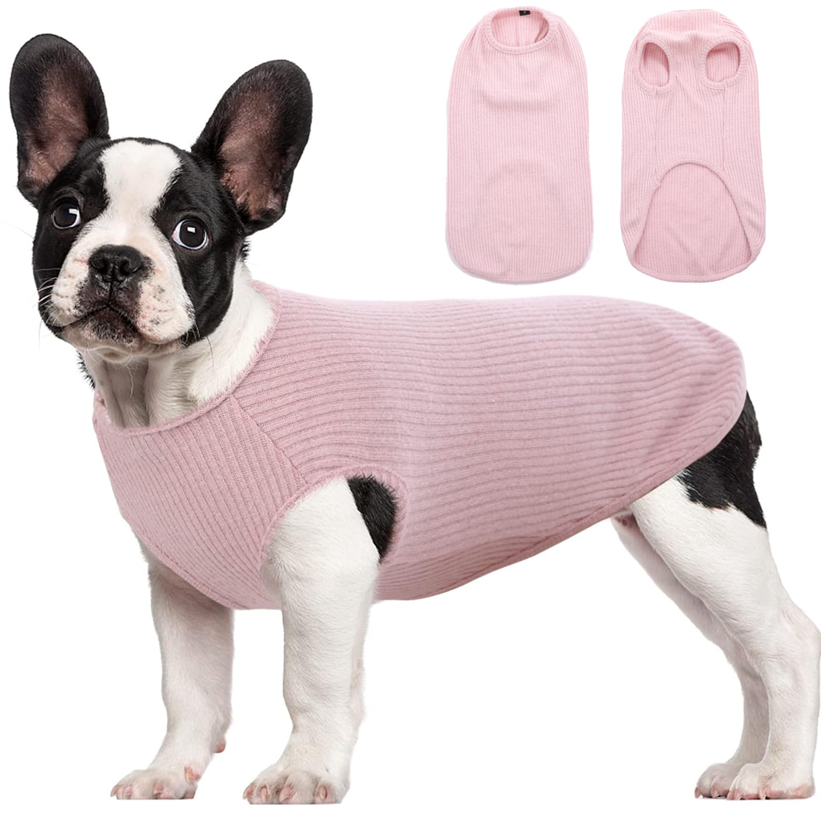 Hjumarayan Dog T Shirt - Summer Knitted Jumpers Soft Stretchy Clothes for Small Dogs Shirts, Striped Tshirt for Maltese, Shih Tzu, Bichon Frise, Mini Dachshund (Pink S)