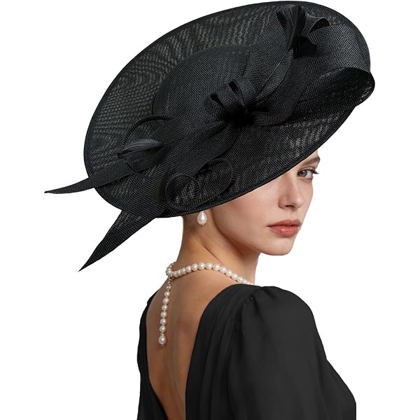 HIMESPORT Vintage Black Fascinators Hat for Women Ladies  display picture 3