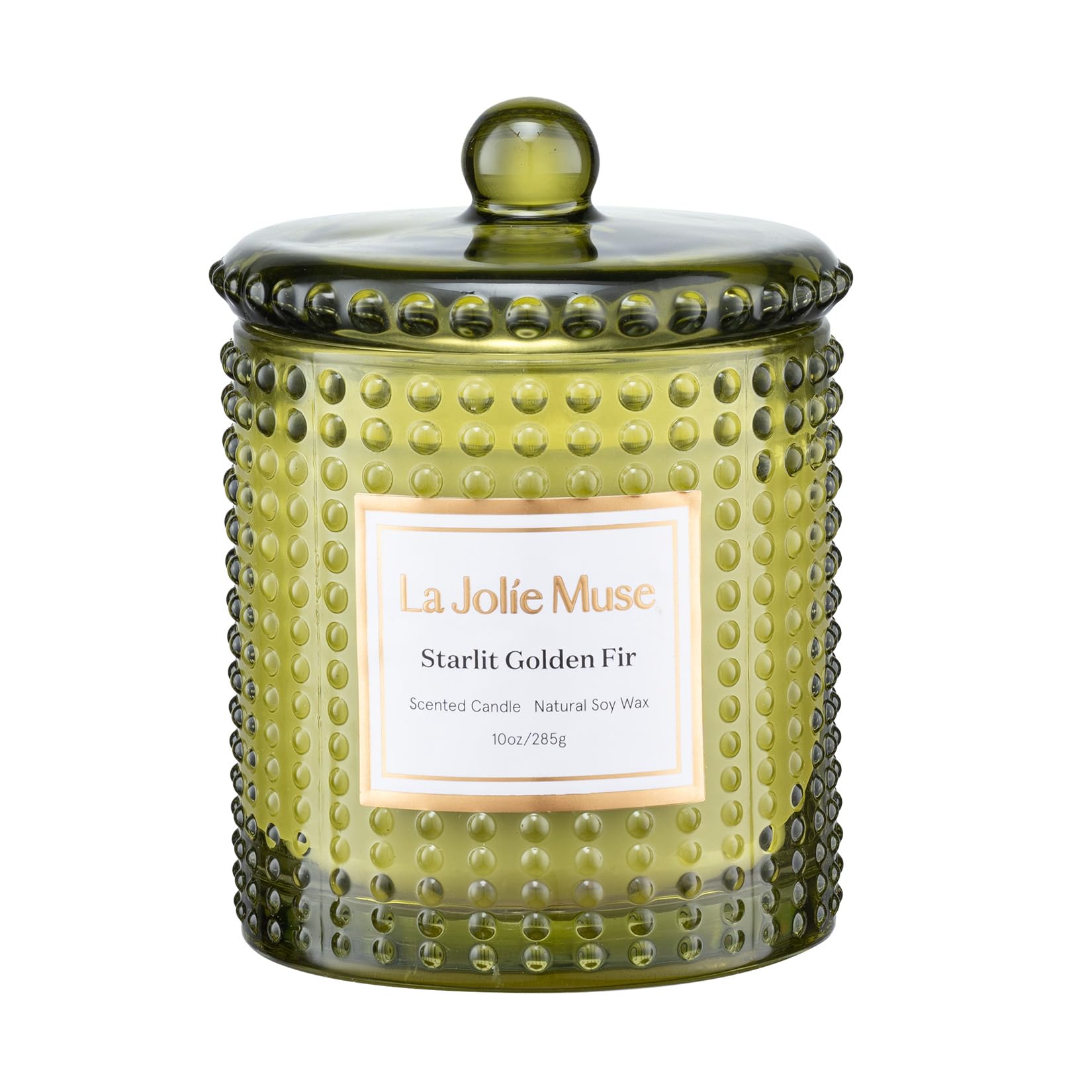 LA Jolie Muse Starlit Golden Fir Candle, Candles for Women, Cedarwood Scented Candle Gift, Holiday Candles for Home Scented, 75 Hours Long Burning, 10 oz