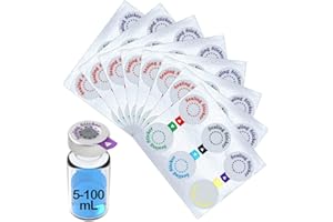 GUSUCIN 48 Pack 5-100ml Glass Vials Protective Sealing Stickers – 6 Assorted Colors, Leak-Proof Dust-Resistant Reseal Labels for Flip Off Caps 5ml/10ml/20ml/30ml/50ml/100ml Vials for Injection, Easy to Use