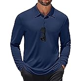 COOFANDY Men's Long Sleeve Polo Shirts Quick Dry Moisture Wicking Lightweight Golf Shirts Casual Collared Shirt