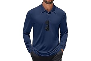 COOFANDY Men's Long Sleeve Polo Shirts Quick Dry Moisture Wicking Lightweight Golf Shirts Casual Collared Shirt