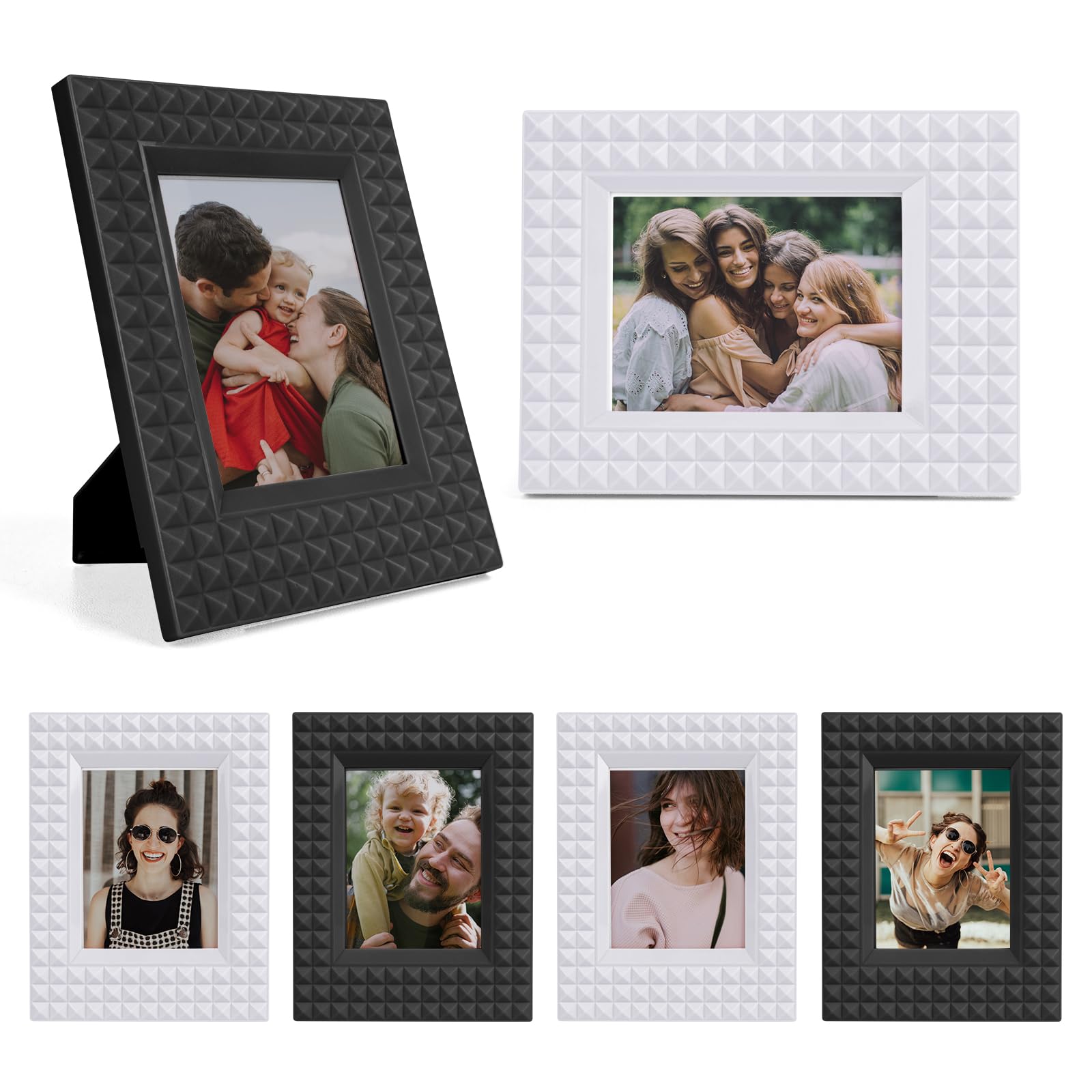 HIYQIN 2x3 Mini Photo Frame - 6 Pack Mini Plastic Photo Frame Compatible with Fujifilm Instax/Polaroid 2 x 3 Film - Fuji Instax Film Frame - Black+White