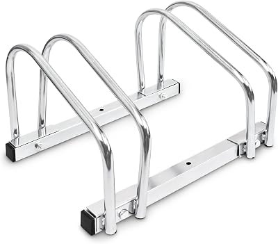 Relaxdays 2-Bike Stand Chromed Steel Floor Wall Mount Bike Rack Outdoor Silver