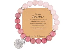 VICKHU Teacher appreciation gifts,Natural Stone teacher Bracelet gifts for women,thank you gifts for teacher meaningful gifts for women with gift message card