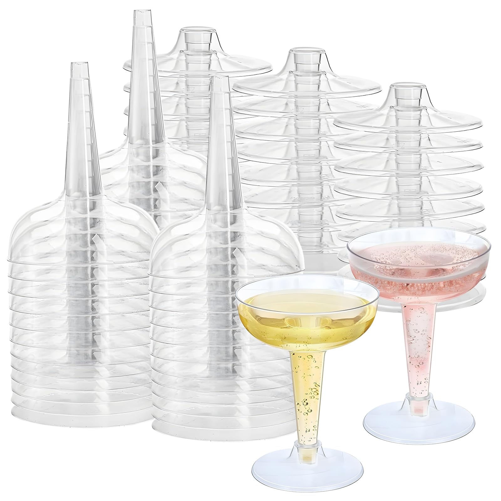 Plastic Champagne Coupe, 25PCS Clear Wine Tasting Glasses for Champagne, 130ML Plastic Cocktail Cups for Mocktail Margarita Christmas Wedding Birthdays